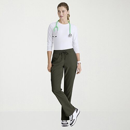 Skechers Skp623 Gamma 6-Pocket Mid-Rise Tapered Leg Womens Tag Free Stretch Fabric Moisture Wicking Scrub Pant, X-large, Green