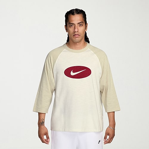 Nike Men's Club 3/4-Sleeve Raglan Top in Brown | II4254-229