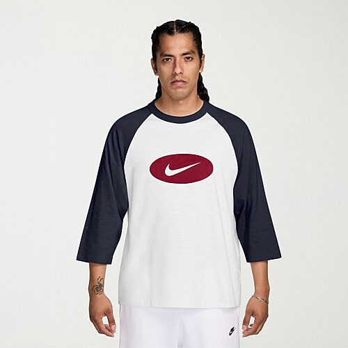 Nike Club Mens Crew Neck 3/4 Sleeve T-Shirt, Large, Blue