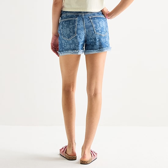 Arizona Curvy Womens 4" Mid Rise Juniors Denim Short