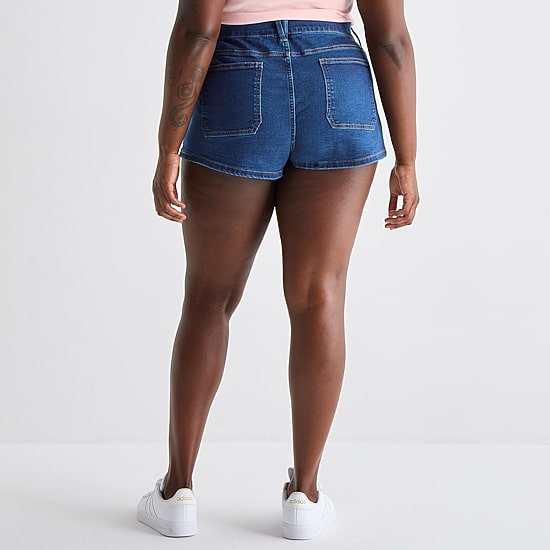 Arizona Womens 2 1/2" Low Rise Juniors Micro Denim Short