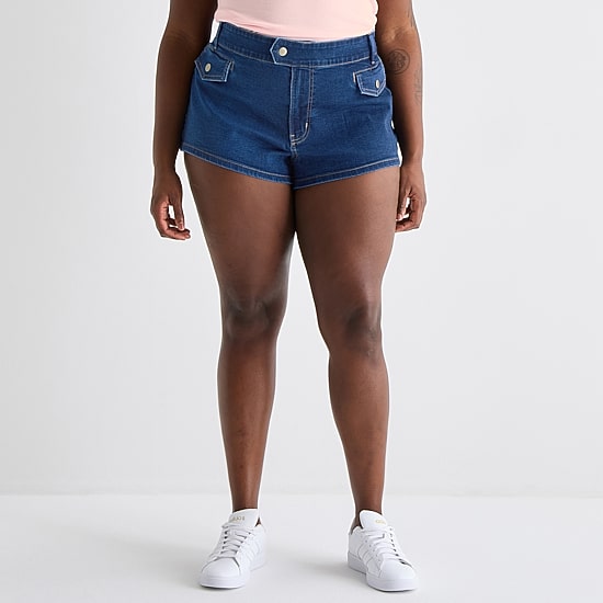 Arizona Womens 2 1/2" Low Rise Juniors Micro Denim Short