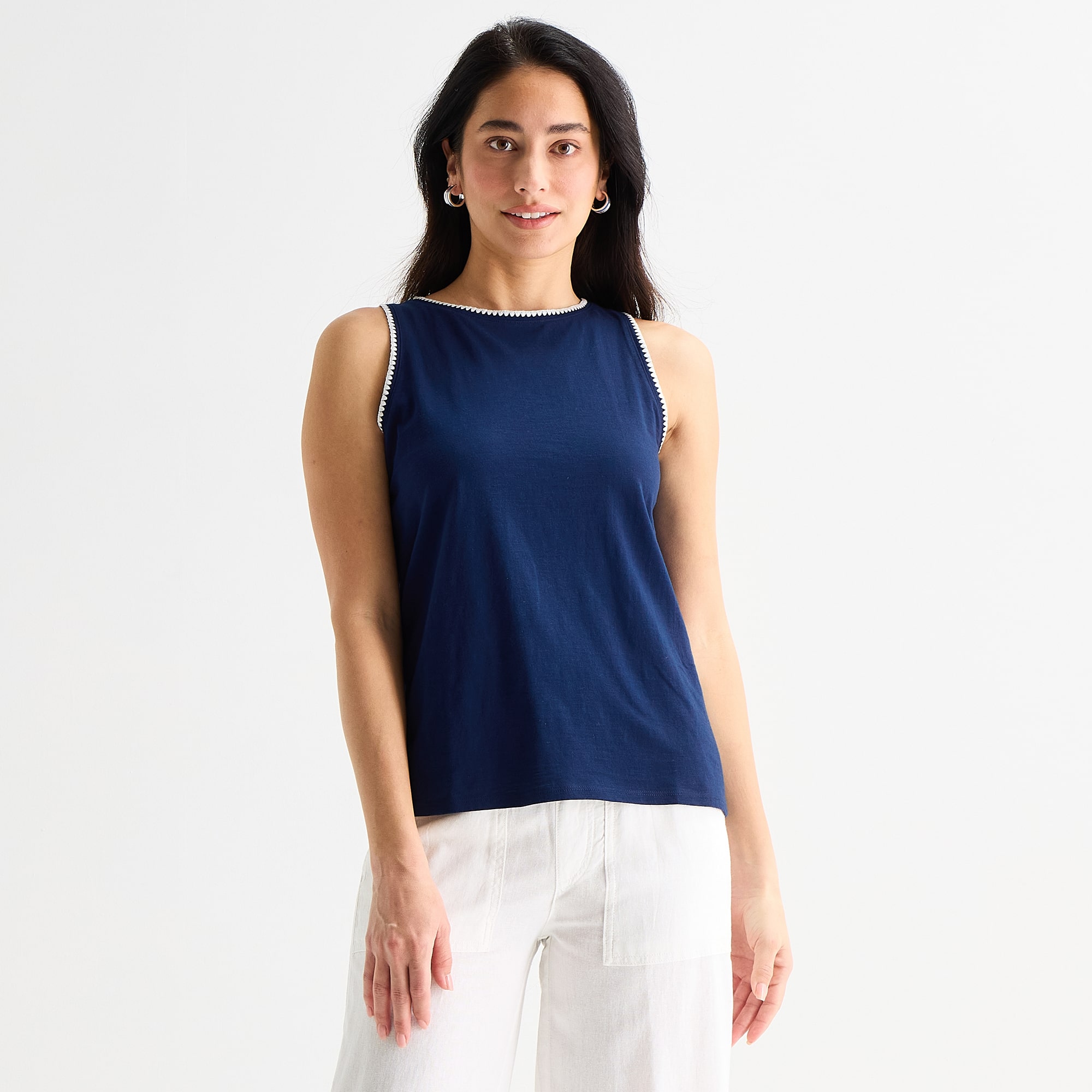 St. John's Bay Womens Crew Neck Sleeveless Tank Top
