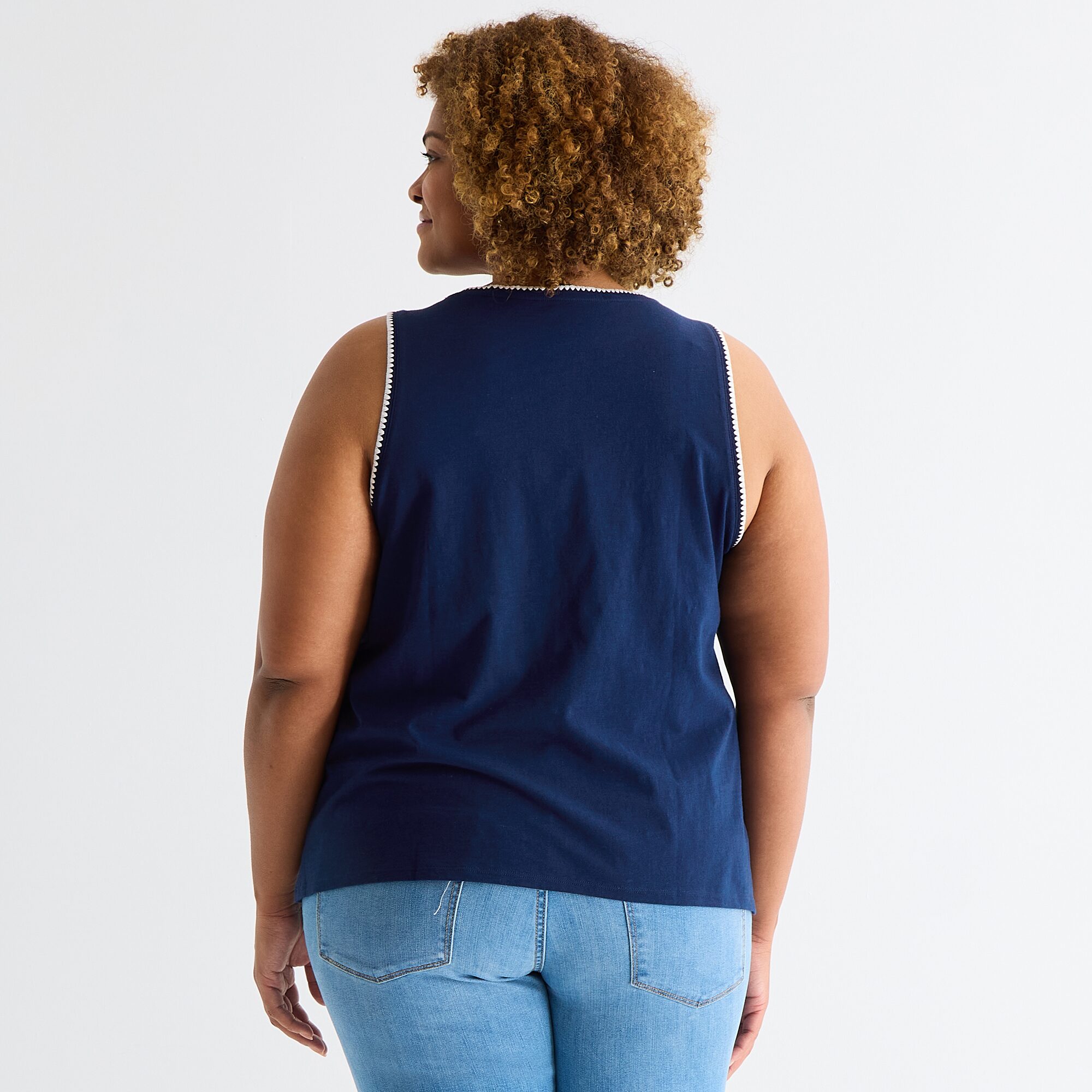 St. John's Bay Womens Plus Scoop Neck Sleeveless Tank Top