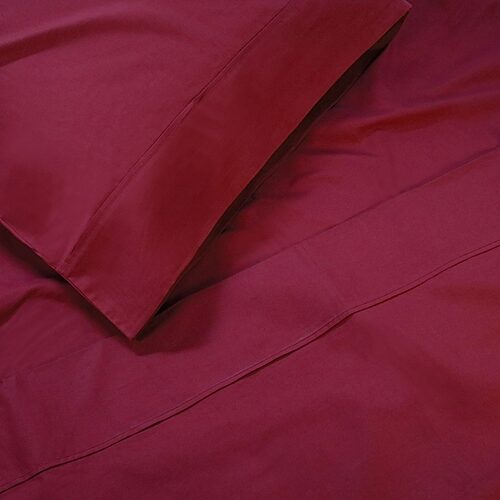 Superior Cotton Percale 300 Thread Count Solid Lightweight Pillowcase Set, Standard - Burgundy