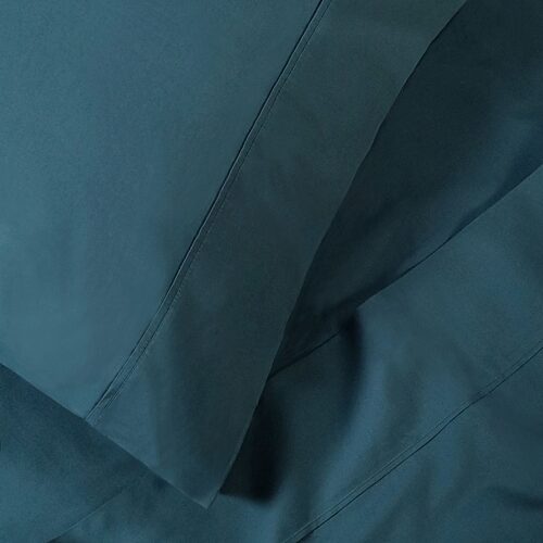 Superior Cotton Percale 300 Thread Count Solid Lightweight Pillowcase Set, Standard - Navy blue