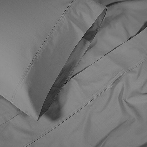 SUPERIOR Percale Cotton Crisp Cool Breathable 300tc Pillowcase, One Size, Gray