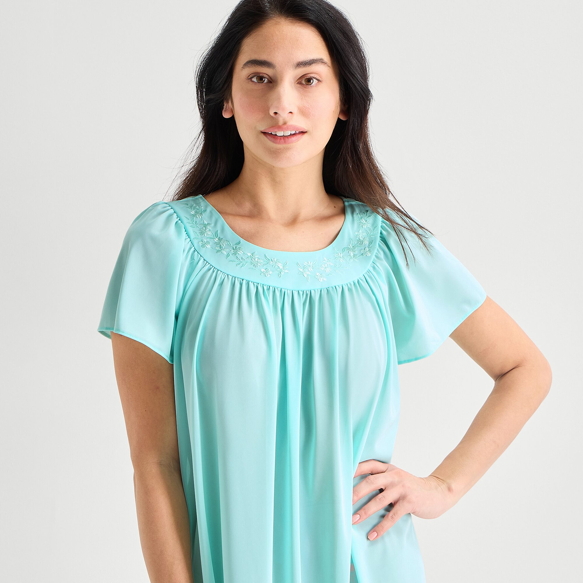 Adonna Womens Short Sleeve Round Neck Nightgown
