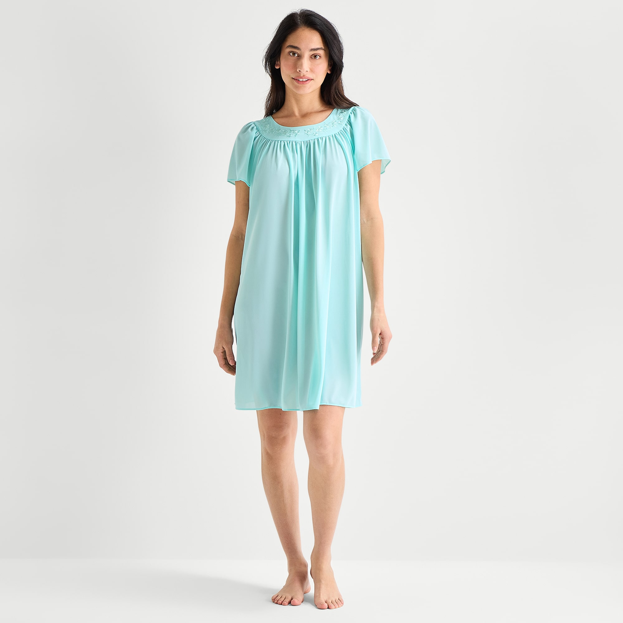 Adonna Womens Short Sleeve Round Neck Nightgown