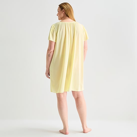 Adonna Womens Plus Short Sleeve Round Neck Nightgown