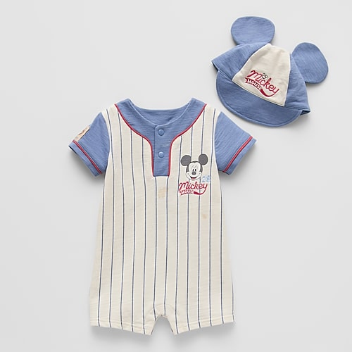 Baby Boys Mickey Mouse Short Sleeve 2-pc. Romper, Newborn, Blue