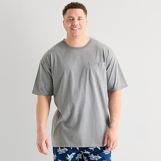 St. John's Bay Mens Crew Neck Short Sleeve Big and Tall Pajama Top