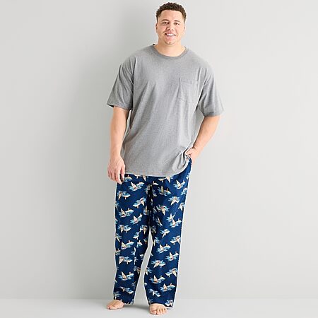 Hanes Comfort Stretch Mens Big Pajama Pants, Color: Gray Black