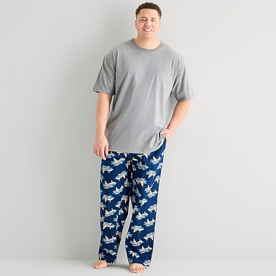 St. John's Bay Mens Crew Neck Short Sleeve Big and Tall Pajama Top