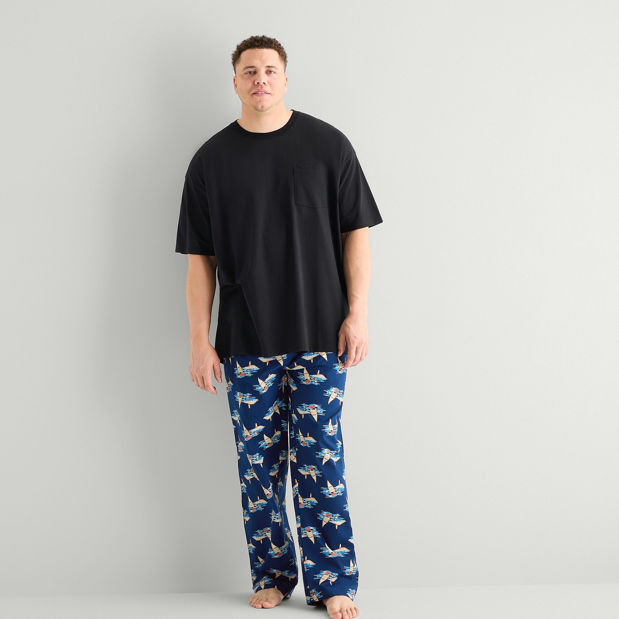 St. John's Bay Mens Crew Neck Short Sleeve Big and Tall Pajama Top