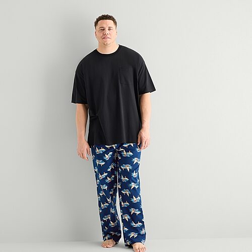 St. John's Bay Mens Crew Neck Short Sleeve Big and Tall Pajama Top, 3x-large Tall, Black