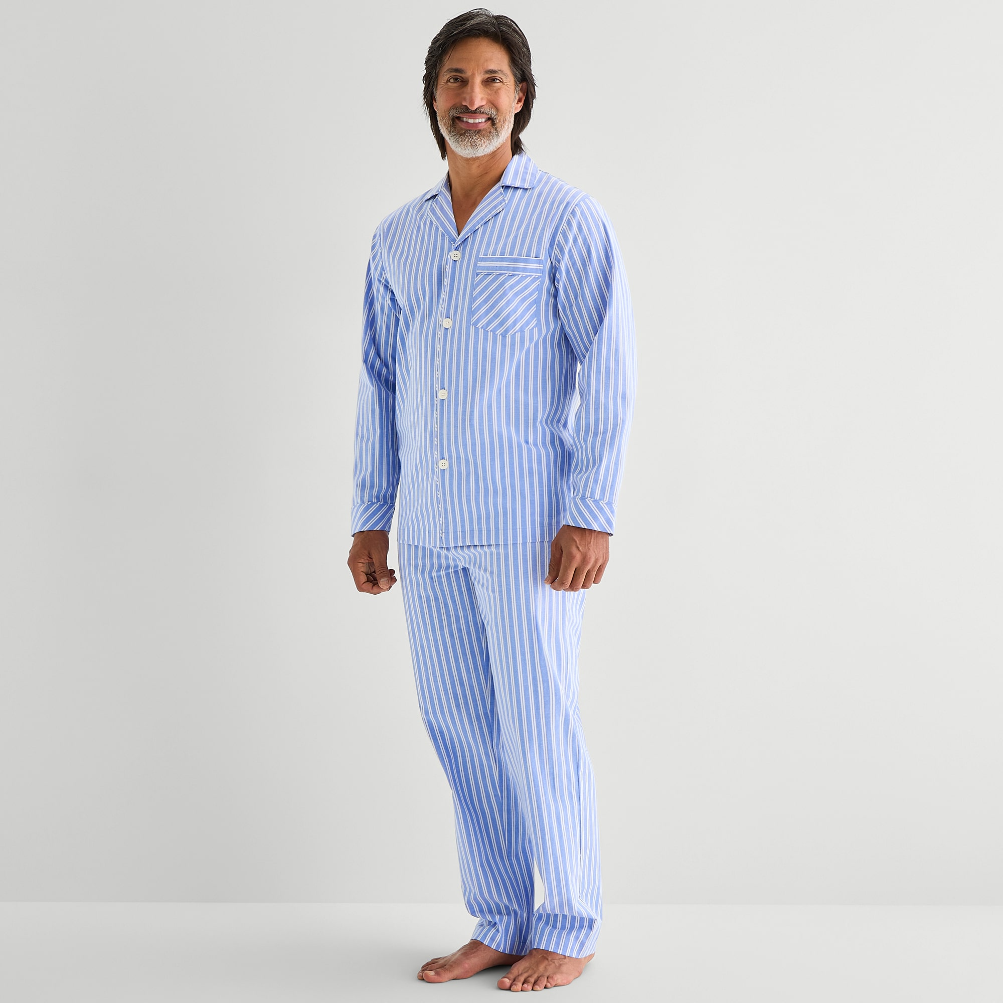 Stafford Mens Long Sleeve 2-pc. Pajama Set