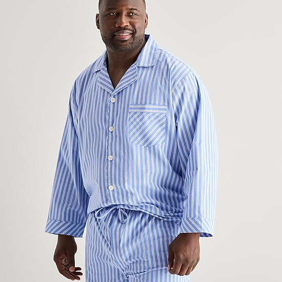 Stafford Mens Long Sleeve 2-pc. Big and Tall Pajama Set