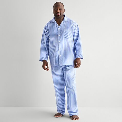 Stafford Mens Long Sleeve 2-pc. Big and Tall Pajama Set, 3x-large Tall, Blue