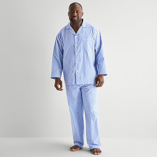 Stafford Mens Long Sleeve 2-pc. Big and Tall Pajama Set