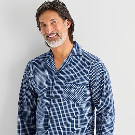Stafford Mens Long Sleeve 2-pc. Pajama Set