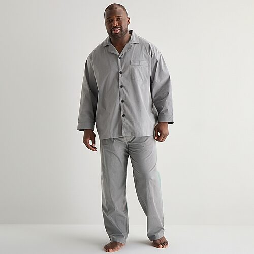 Stafford Mens Long Sleeve 2-pc. Big and Tall Pajama Set, 4x-large, Gray