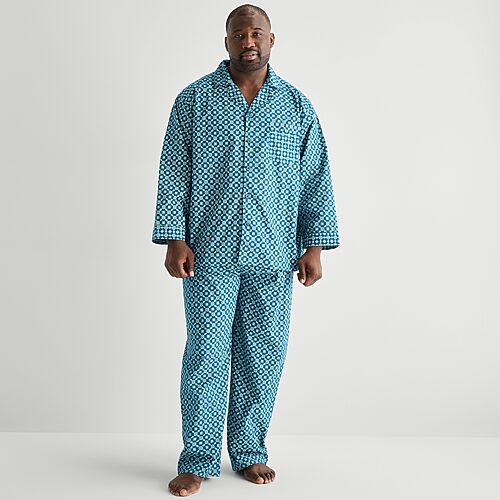 Stafford Mens Long Sleeve 2-pc. Big and Tall Pajama Set, 4x-large, Blue