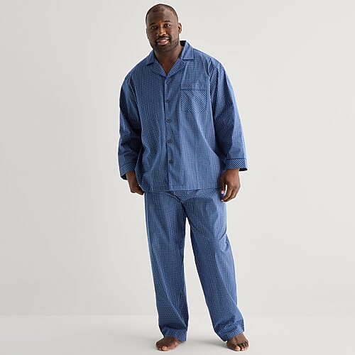 Stafford Mens Long Sleeve 2-pc. Big and Tall Pajama Set, 5x-large, Blue
