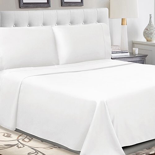 SUPERIOR Percale Cotton Crisp Cool Breathable 300tc Deep Pocket Sheet Set, One Size, White