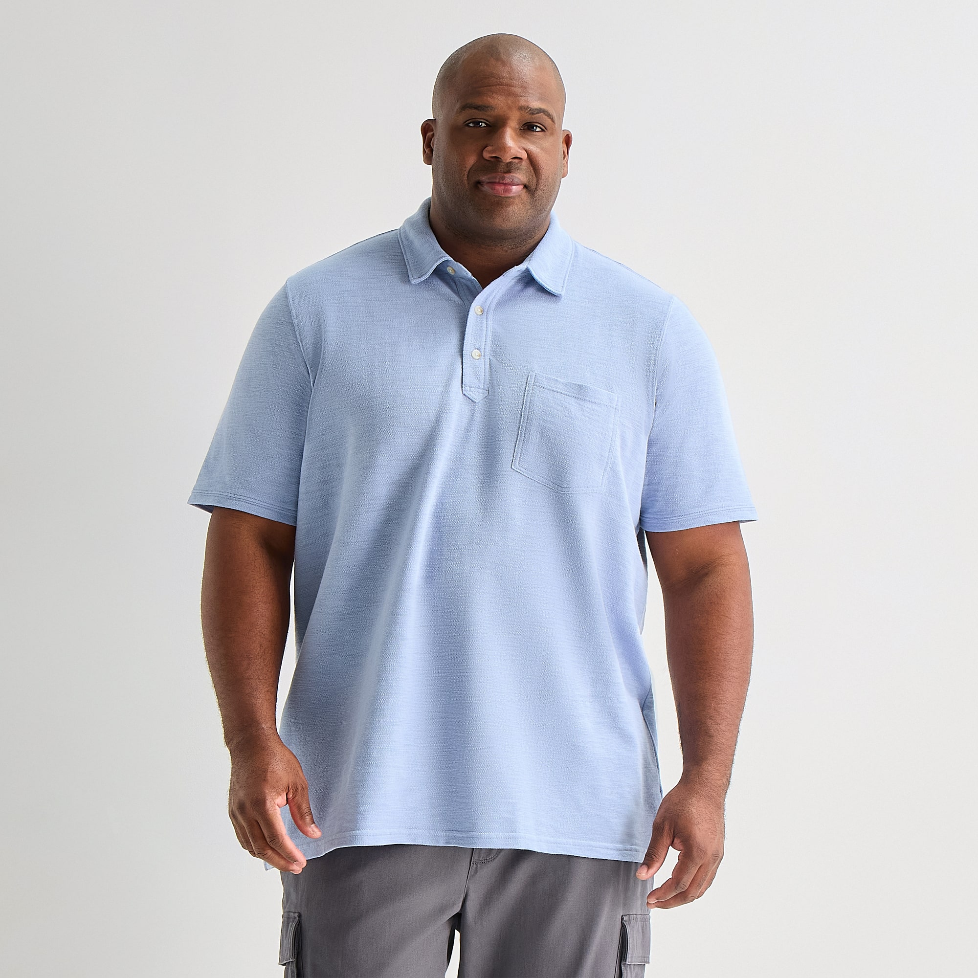 mutual weave Big and Tall Mens Regular Fit Elbow Sleeve Polo Shirt