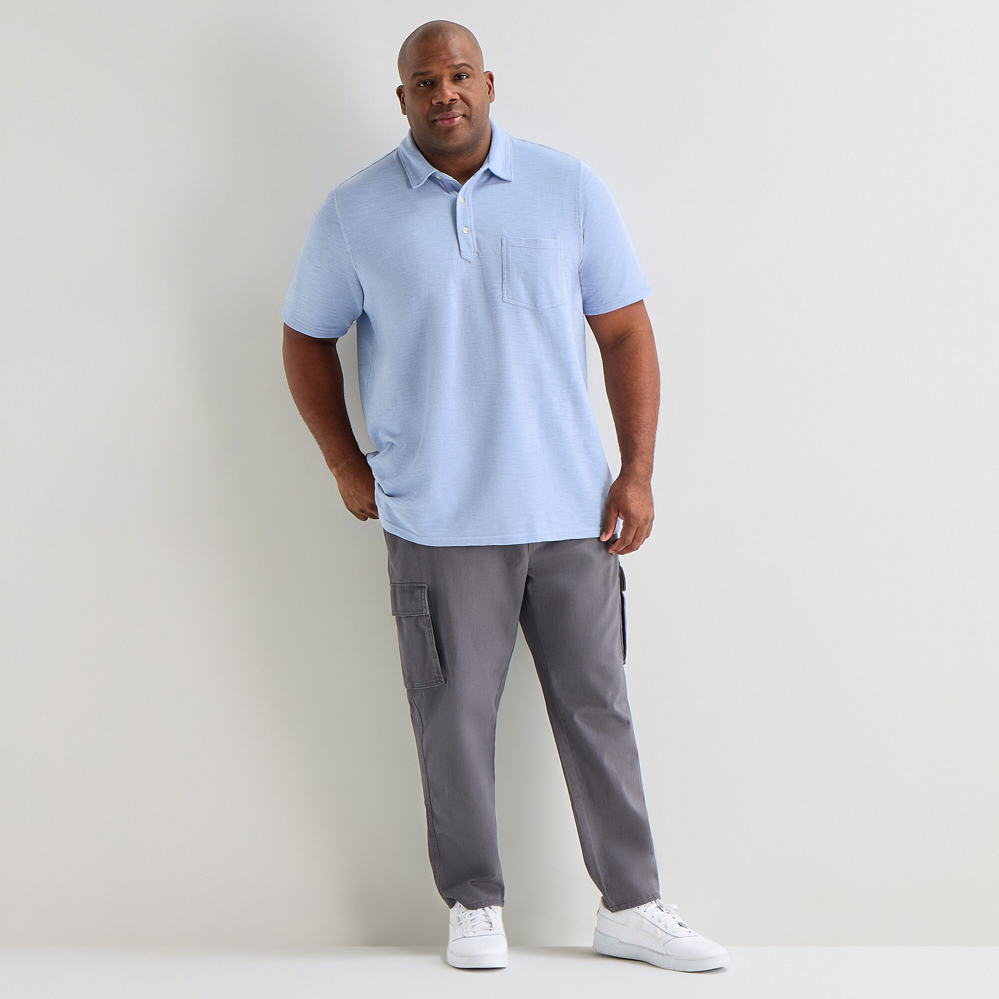 mutual weave Big and Tall Mens Regular Fit Elbow Sleeve Polo Shirt