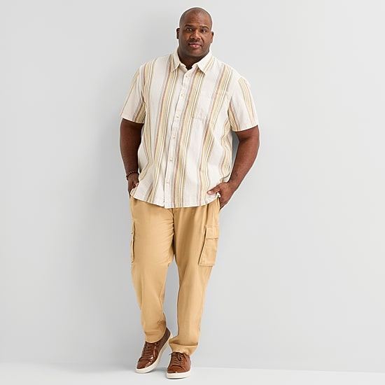mutual weave Mens Short Sleeve Regular Fit Big and Tall Button-Down Shirt