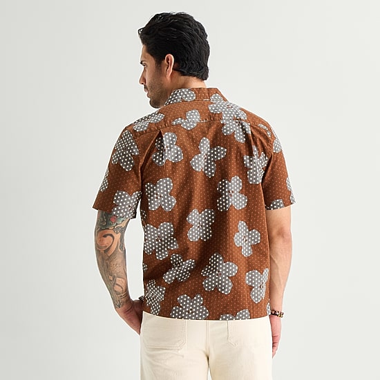 mutual weave Mens Short Sleeve Camp Shirt