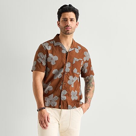 mutual weave Mens Short Sleeve Camp Shirt, Color: Large Floral