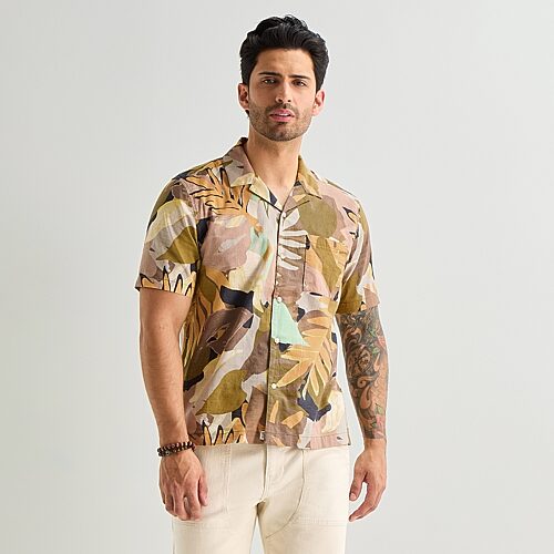 mutual weave Mens Short Sleeve Camp Shirt, Xx-large, Gray