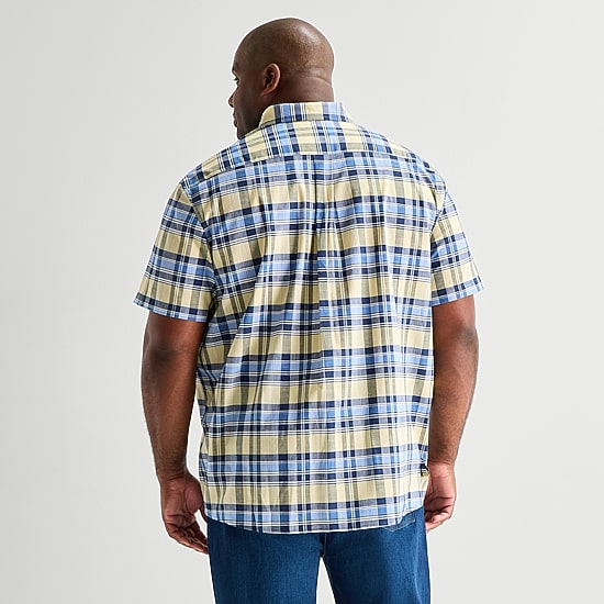 U.S. Polo Assn. Plaid Mens Short Sleeve Classic Fit Stretch Fabric Big and Tall Button-Down Shirt
