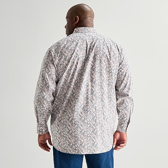 Stafford Mens Long Sleeve Regular Fit Big and Tall Button-Down Shirt