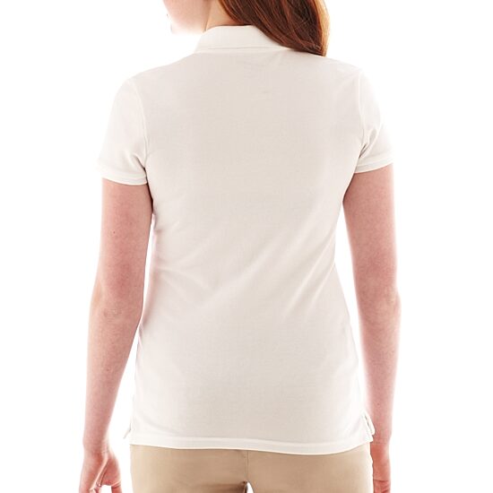 Arizona Womens Juniors Plus Short Sleeve Polo Shirt