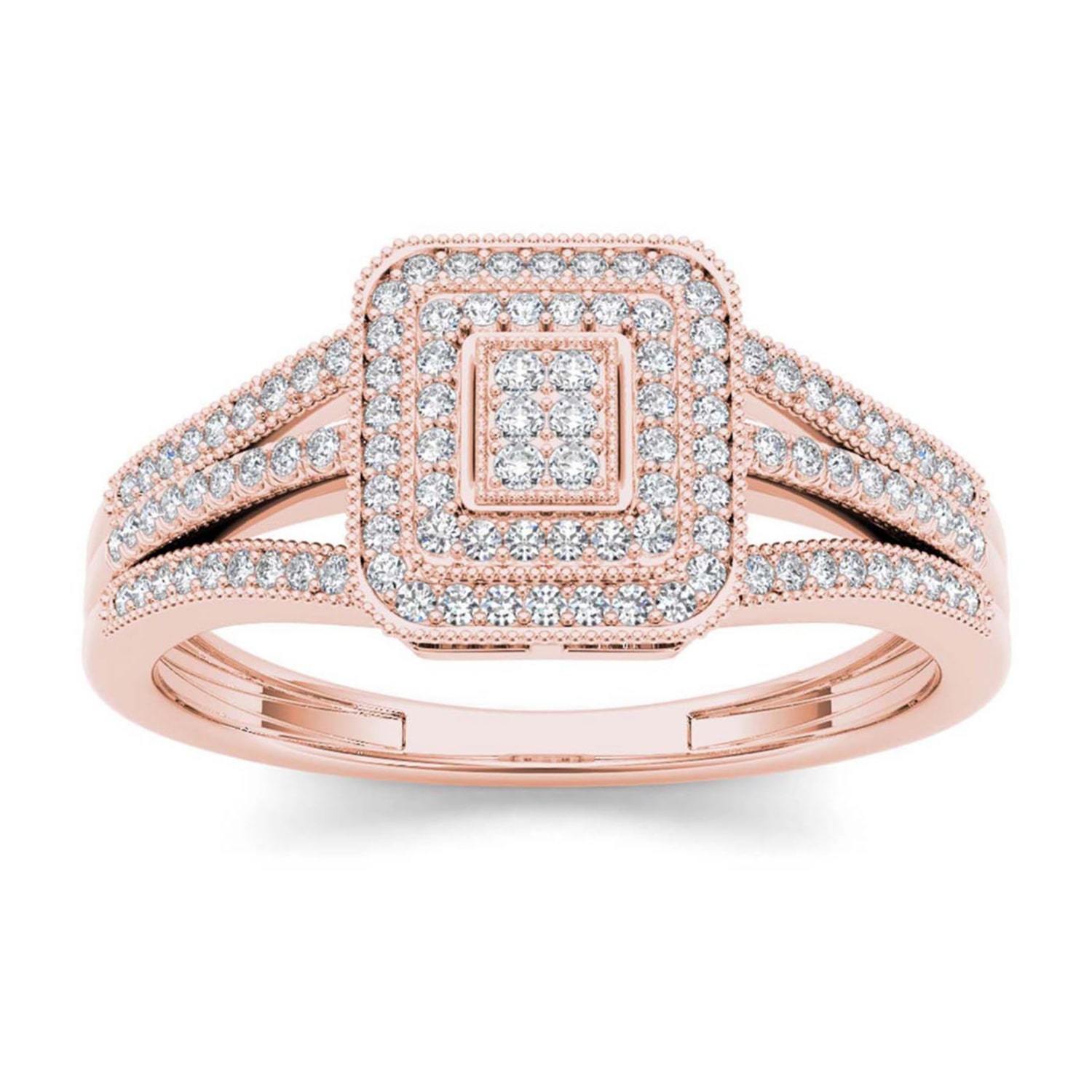 1/6 CT.T.W. Natural Diamond 10K Rose Gold Engagement Ring
