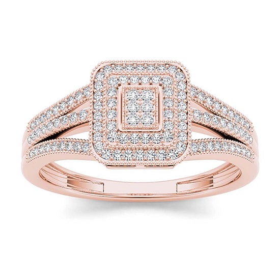 1/6 CT.T.W. Natural Diamond 10K Rose Gold Engagement Ring