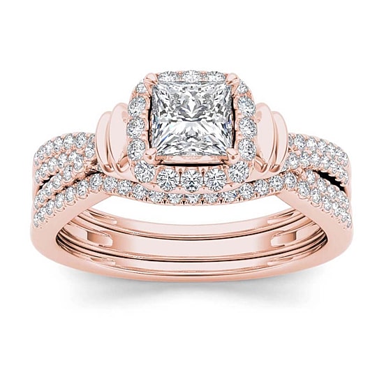1 CT.T.W. Natural Diamond 14K Rose Gold Bridal Set