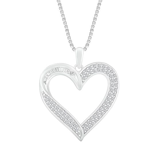 Womens 1/2 CT. T.W. Natural White Diamond 10K Gold Heart 18 Inch Pendant Necklace