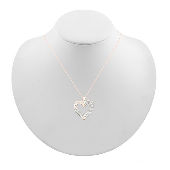 Womens 1/2 CT. T.W. Natural White Diamond 10K Gold Heart 18 Inch Pendant Necklace
