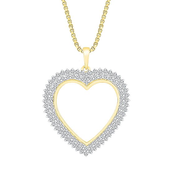 Womens 1 CT. T.W. Natural White Diamond 10K Gold Heart 18 Inch Pendant Necklace