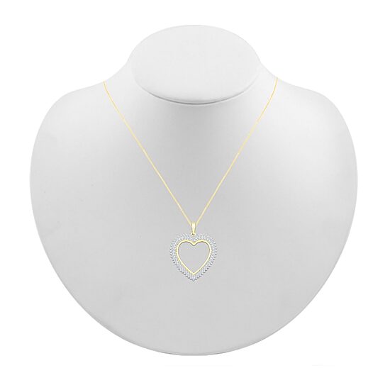Womens 1 CT. T.W. Natural White Diamond 10K Gold Heart 18 Inch Pendant Necklace