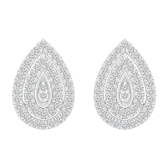 1/2 CT. T.W. Natural White Diamond 10K Gold 14.4mm Pear Stud Earrings