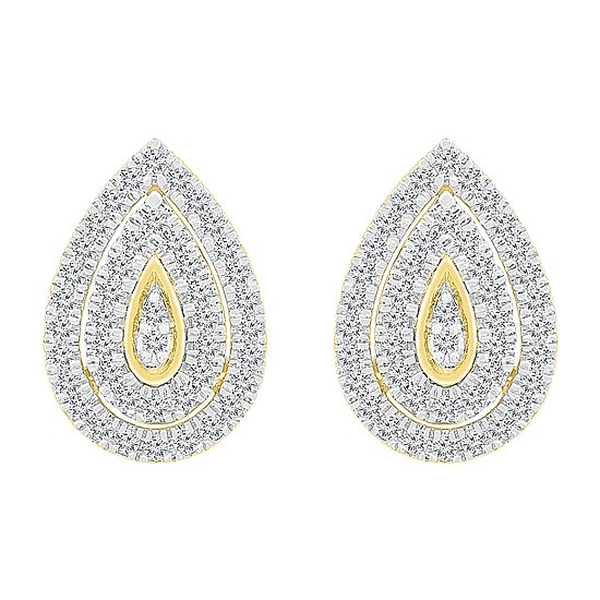 1/2 CT. T.W. Natural White Diamond 10K Gold 14.4mm Pear Stud Earrings