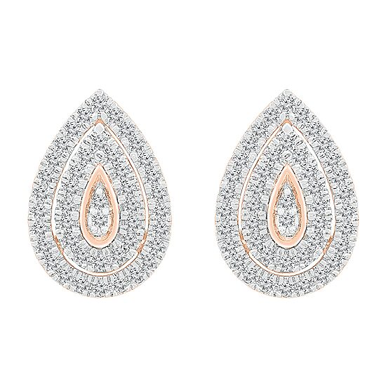 1/2 CT. T.W. Natural White Diamond 10K Gold 14.4mm Pear Stud Earrings