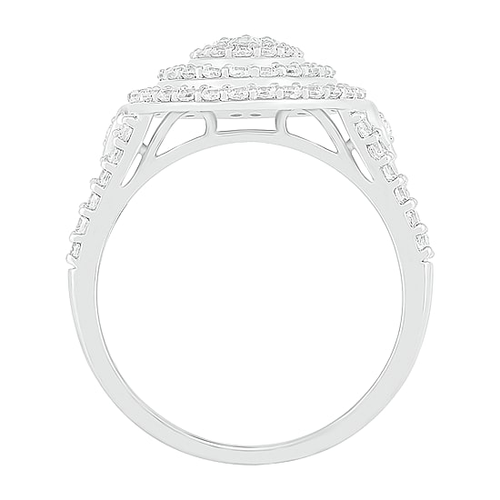 Womens 1 CT. T.W. Natural White Diamond 10K Gold Halo Cocktail Ring