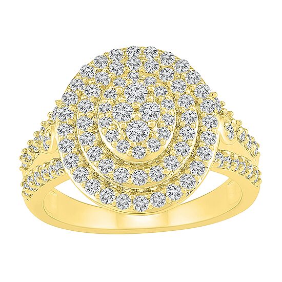 Womens 1 CT. T.W. Natural White Diamond 10K Gold Halo Cocktail Ring